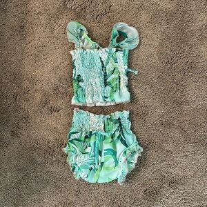 Little Mass Leaves Top and Shorts Set - Green Size 12M